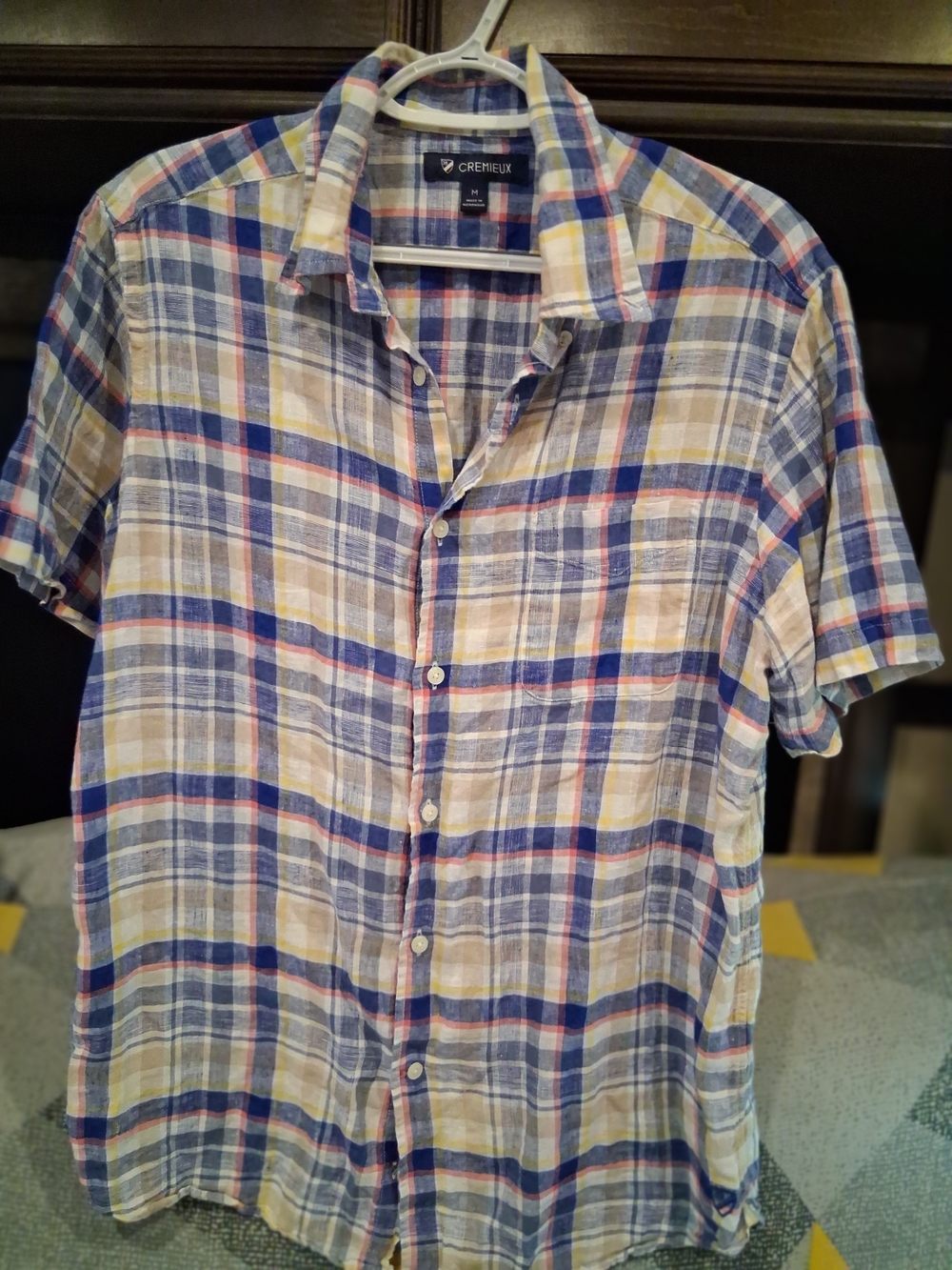Daniel Cremieux Plaid Short-Sleeve Button-Down in Blue and Yellow